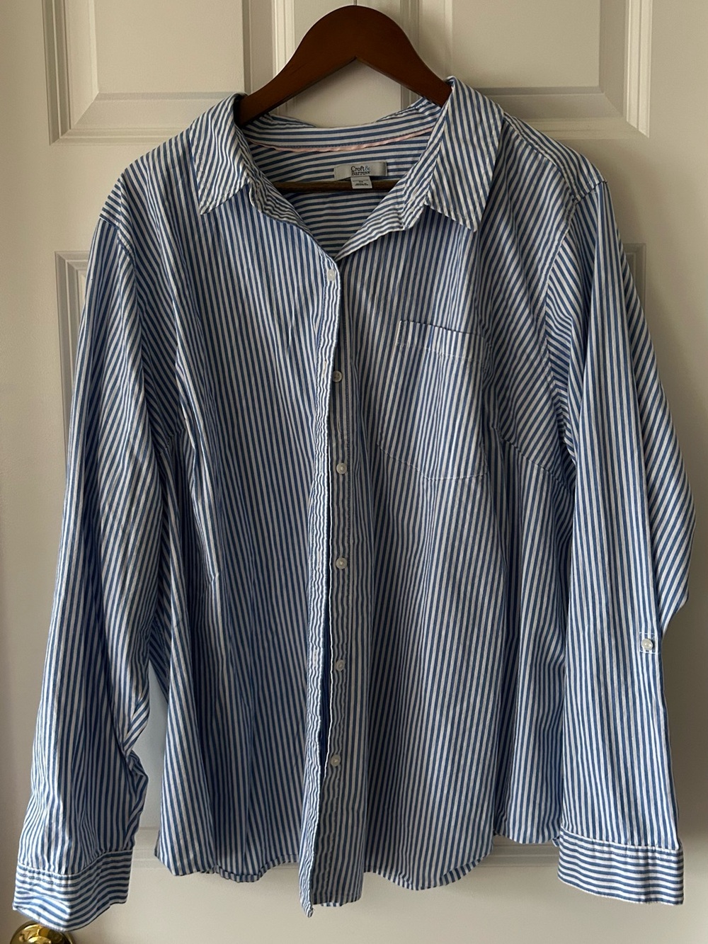croft & barrow Blue and White Striped Button-Down Shirt